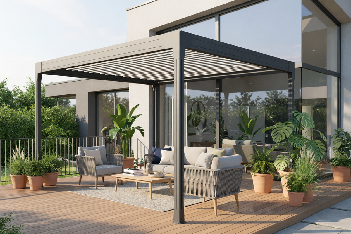 pergola aluminium bioclimatique AM&Eacute;THYSTE Autoport&eacute;e